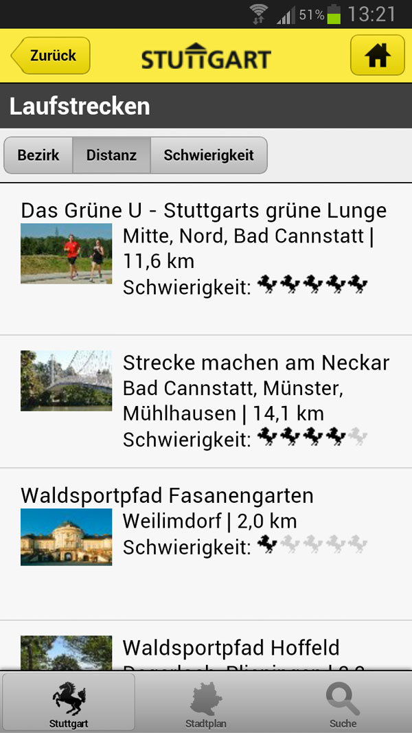 Stuttgarter Laufstrecken fürs Smartphone